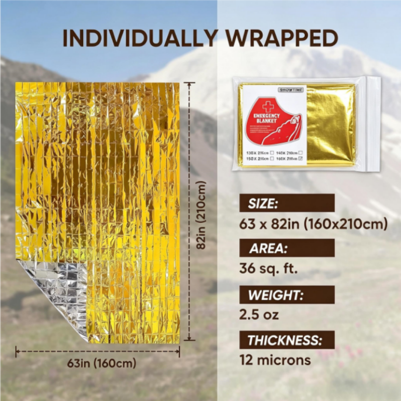 12PCS Large 160×210cm Gold Foi - đánh giá và giá Survival Blanket Reflective